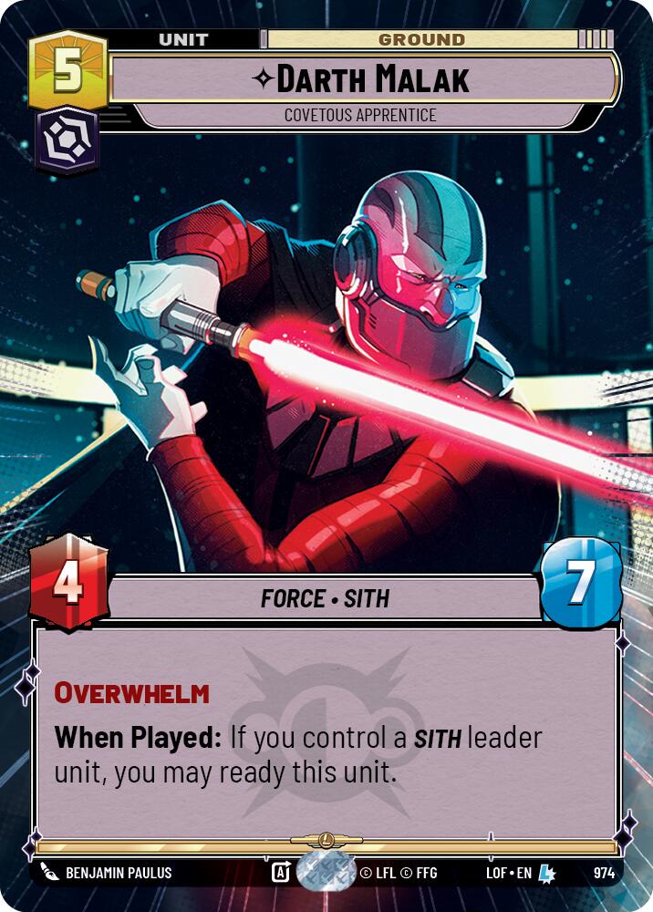 Darth Malak - Covetous Apprentice (Hyperspace Foil) - 974 - (Legends of the Force)